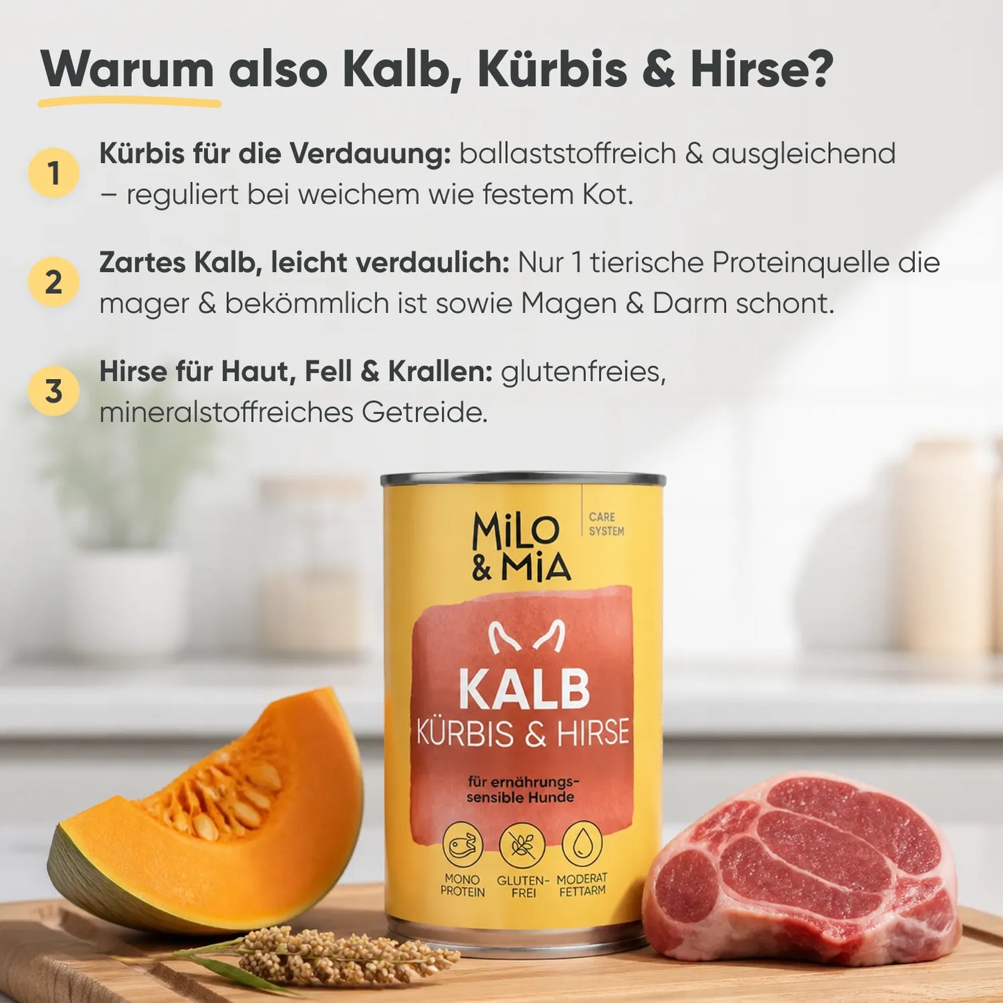Kalb, Kürbis & Hirse