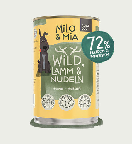 Produktabbildung Nassfutter für Hunde, Sorte Wild, Lamm & Nudeln