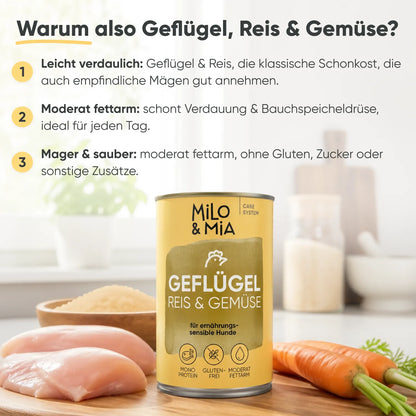 Geflügel, Reis & Gemüse